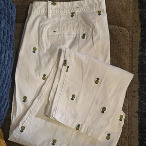 Talbots White Pineapple Print Chinos